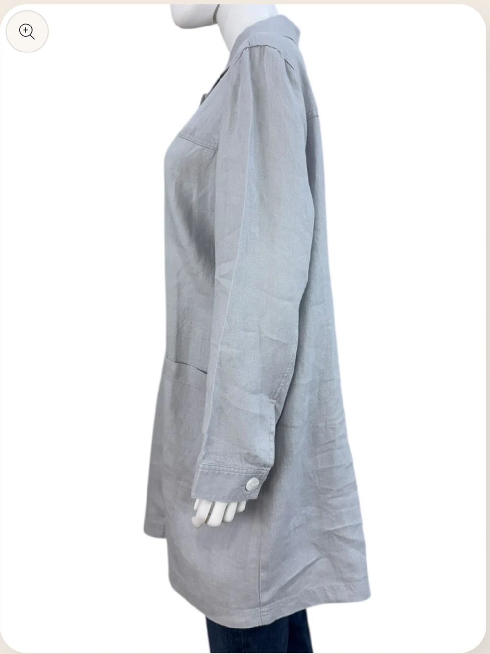 J Jill Love Linen 100% Linen Button Down Shacket Grey Lagenlook Coastal Pockets - Picture 3 of 16